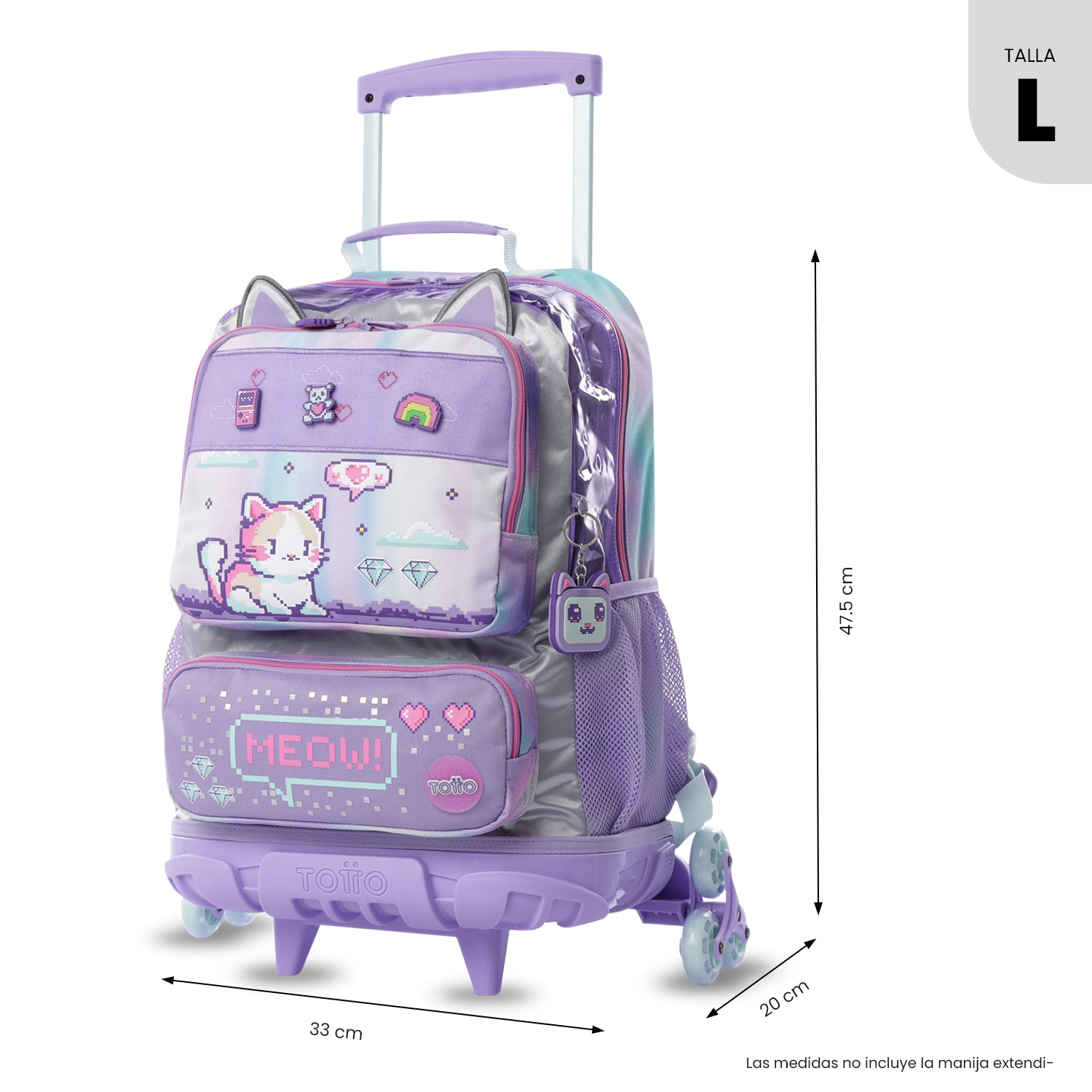 Maleta para Niña con 3 ruedas Andy Cat Grande Morado