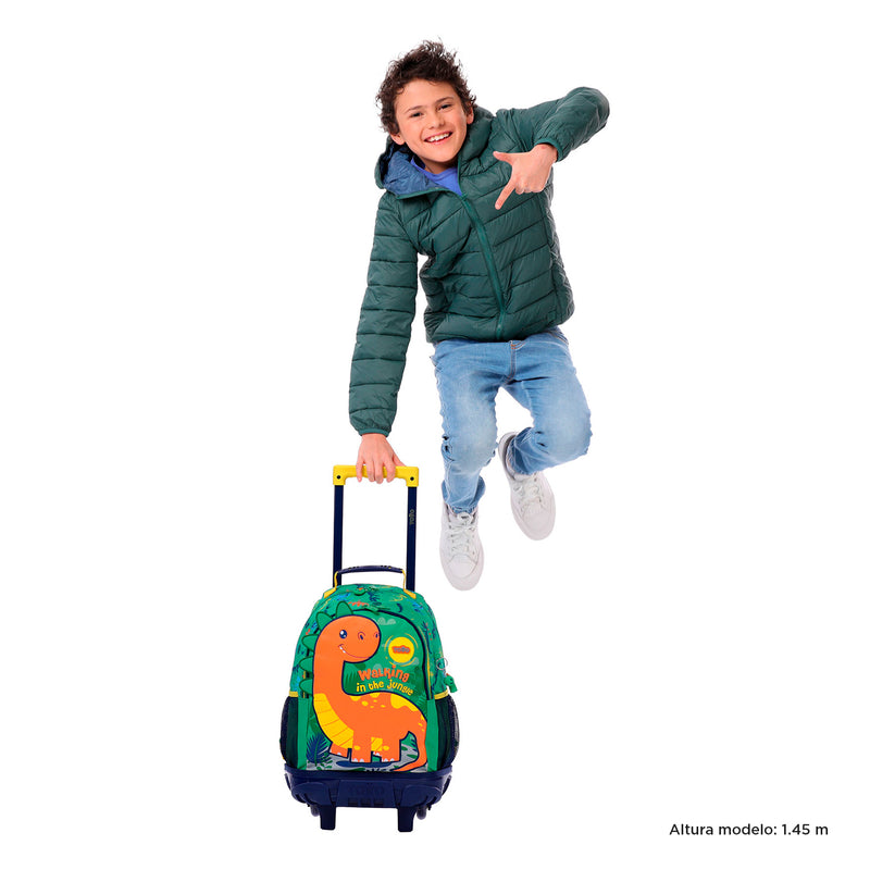 Morral con Ruedas para Niño Dinomax M Verde