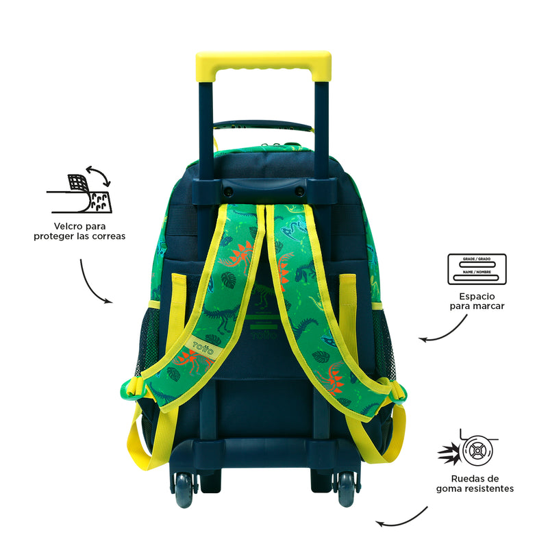 Morral con Ruedas para Niño Dinomax M Verde