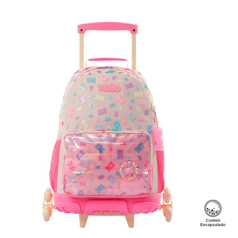 Morral con 3 ruedas Niña Gummy Bear Grande Rosado