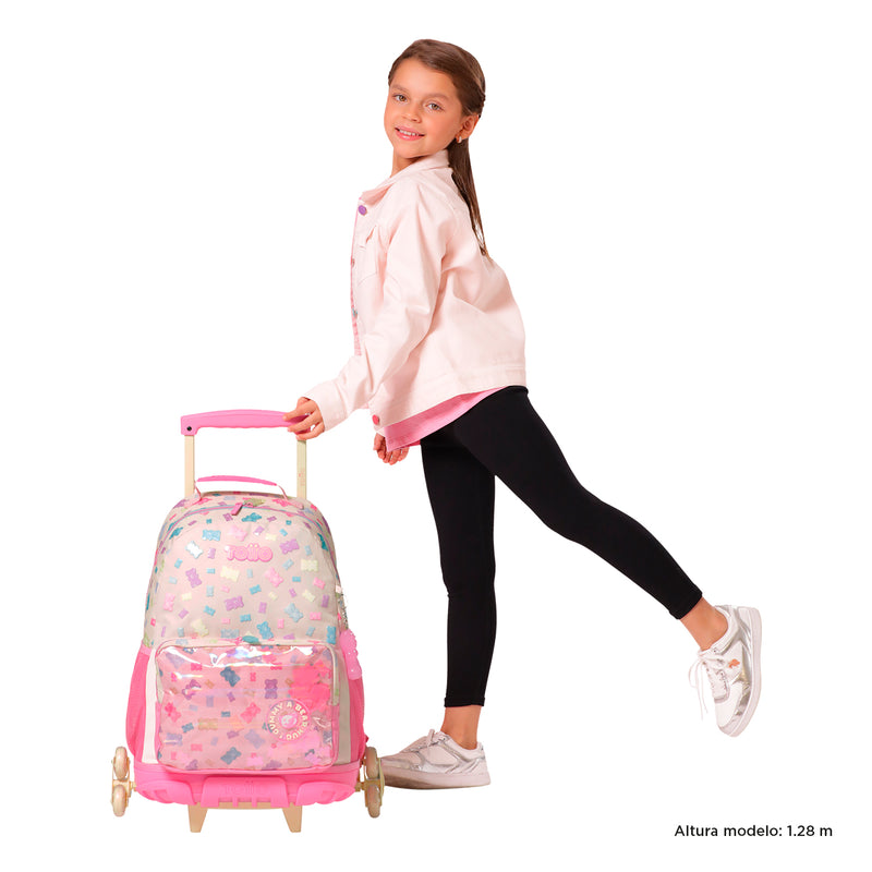 Morral con 3 ruedas Niña Gummy Bear Grande Rosado