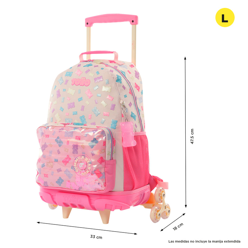 Morral con 3 ruedas Niña Gummy Bear Grande Rosado