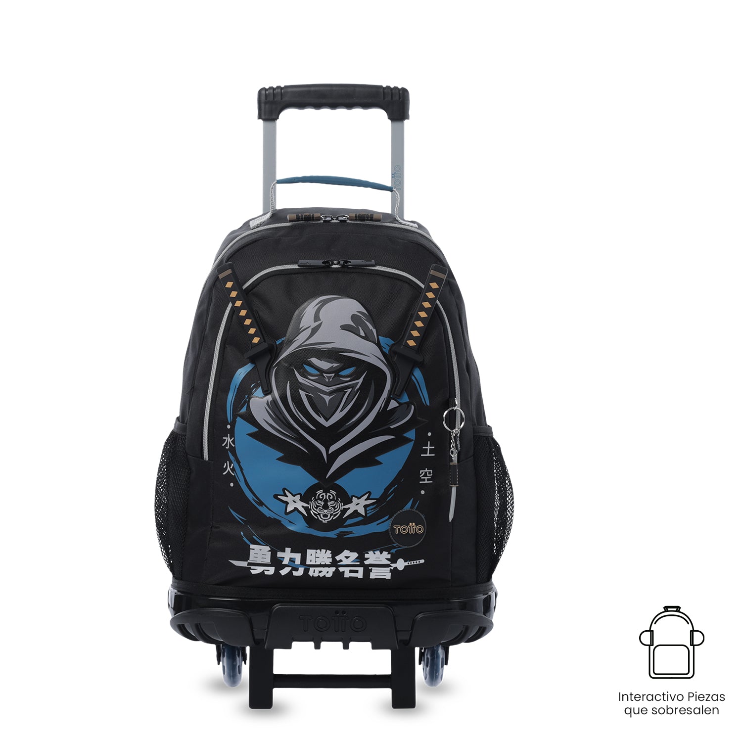 Maleta para Niño con ruedas Hanzo Grande Negro