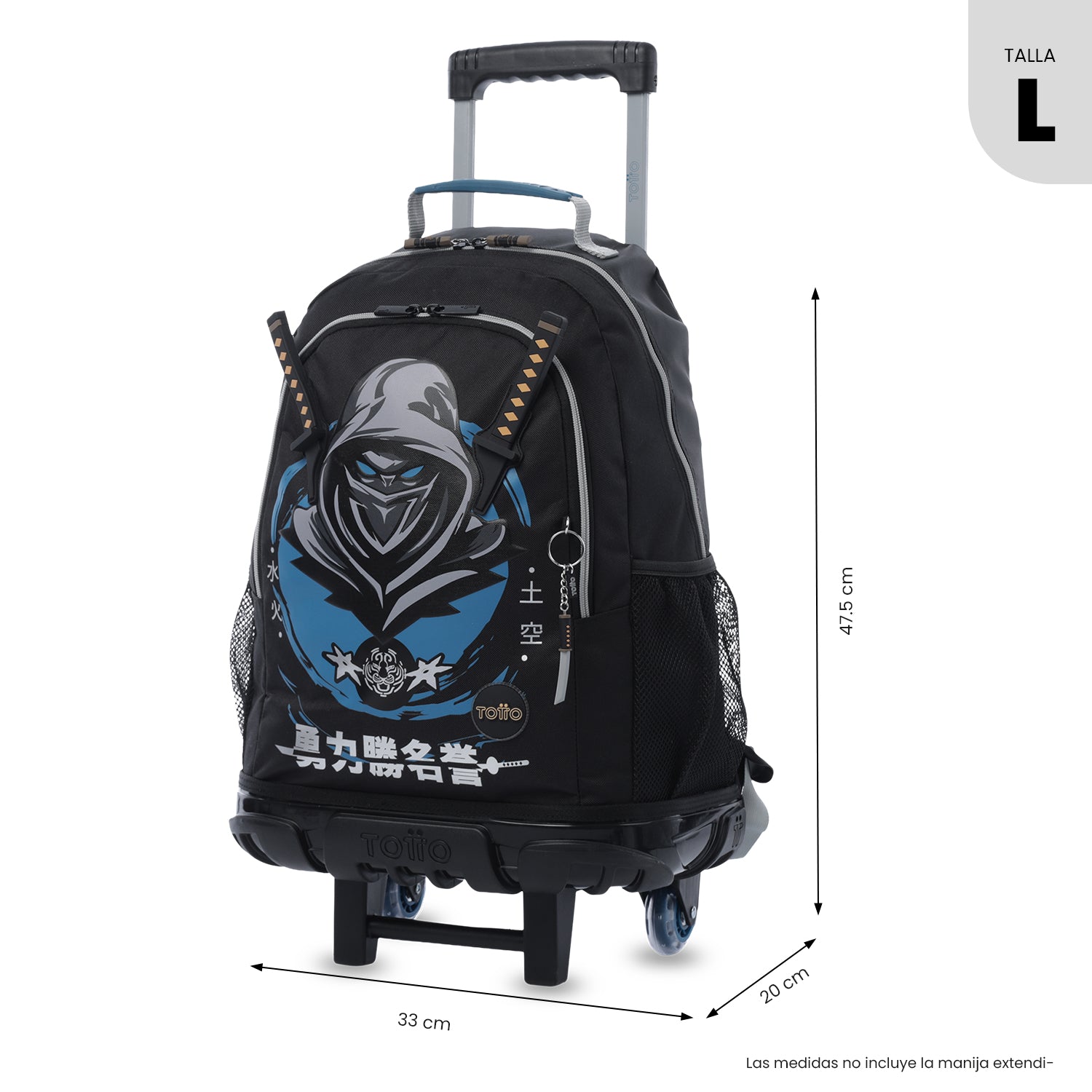 Maleta para Niño con ruedas Hanzo Grande Negro
