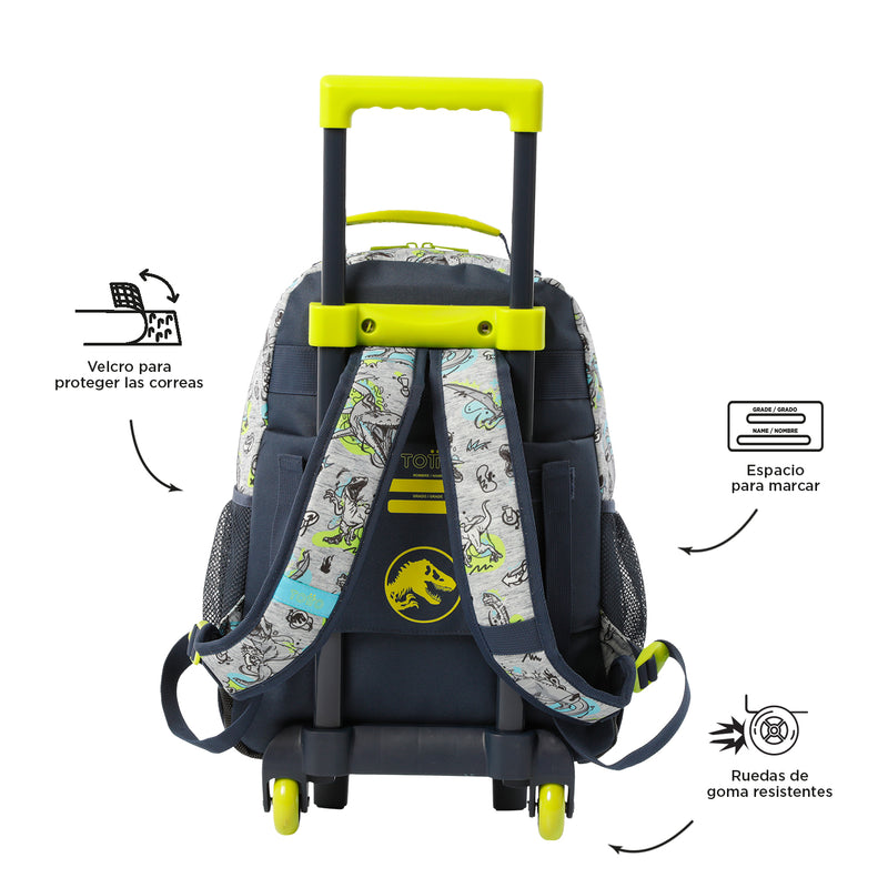 Morral con ruedas Niño Jurassic World Mediano Gris