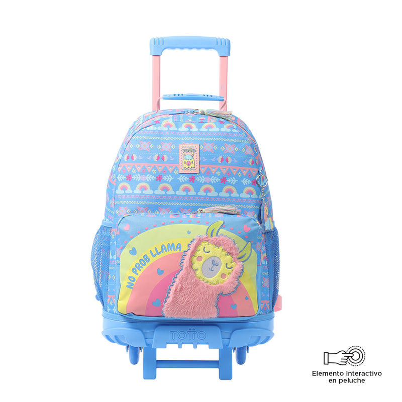 Morral con Ruedas para Niña Llama L Azul