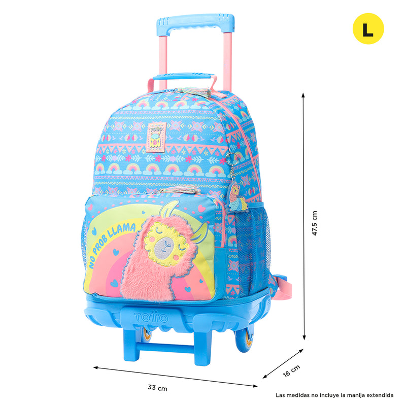 Morral con Ruedas para Niña Llama L Azul