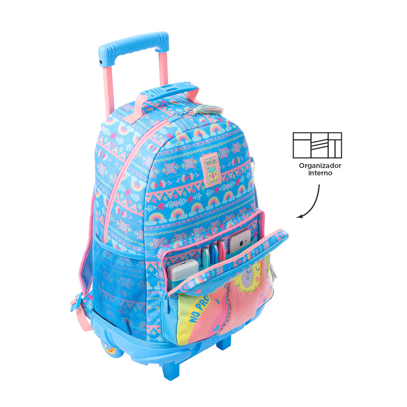 Morral con Ruedas para Niña Llama L Azul