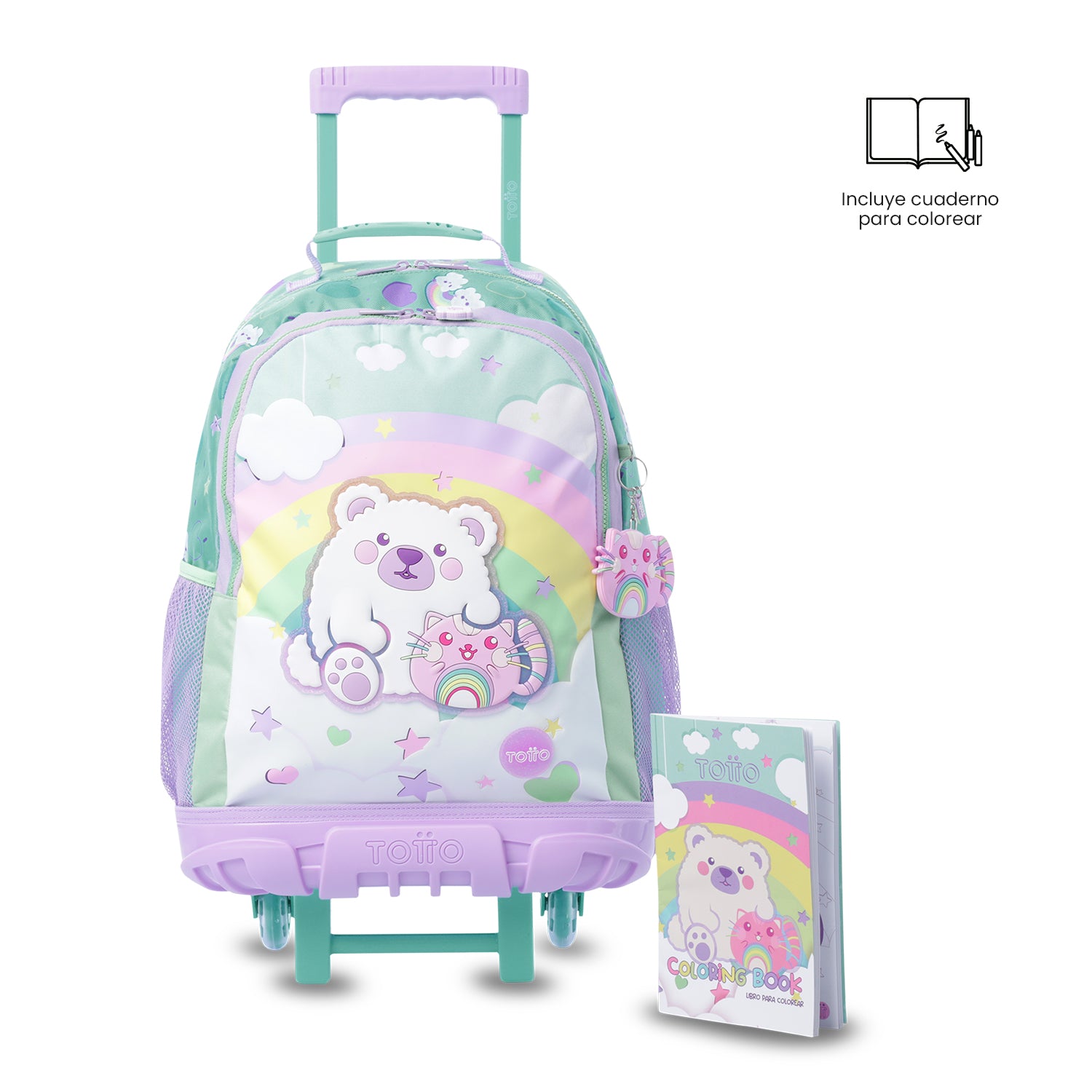 'Maleta para Niña con ruedas + Libro Para Colorear Little Magic Azul