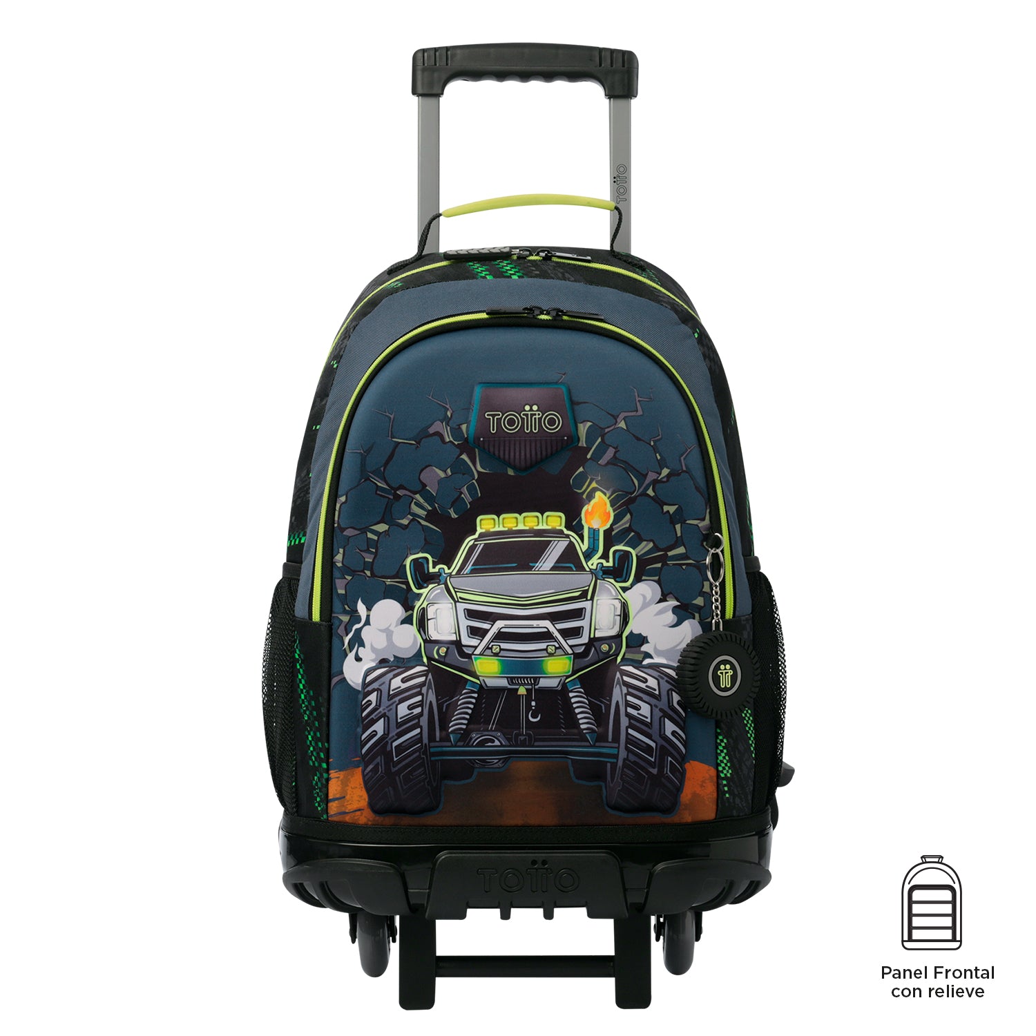 Morral con ruedas Niño Monster Race Grande Negro