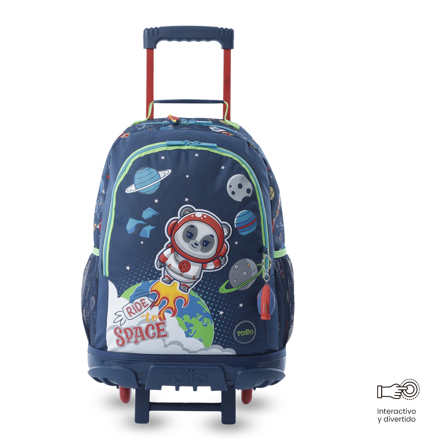 'Maleta para Niño con ruedas + Libro Para Colorear Panda Space Azul
