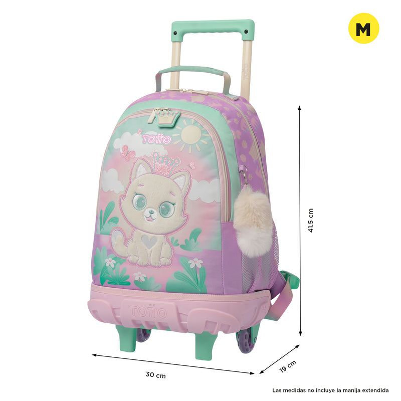 Morral con ruedas Niña Queen Cat Mediano Rosado