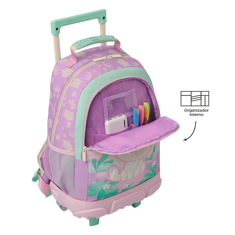 Morral con ruedas Niña Queen Cat Mediano Rosado
