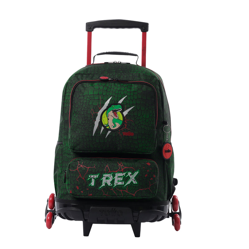 Morral con 3 ruedas Niño Rex Dino Grande Verde