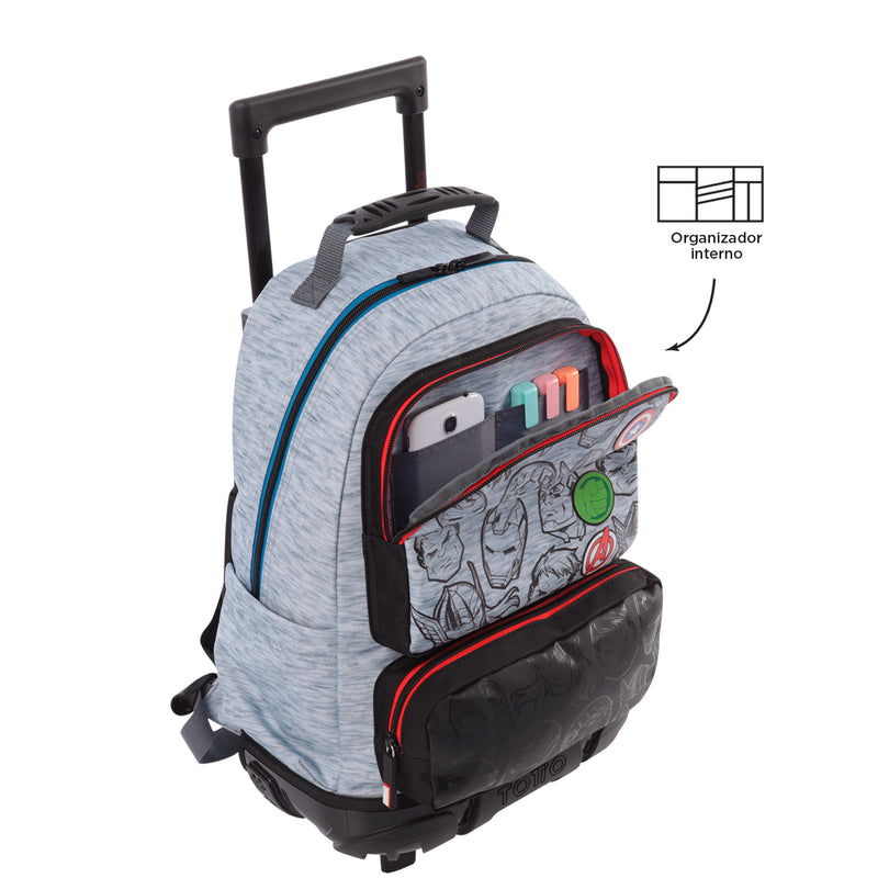 Morral con ruedas Niño Super Avengers Mediano Gris