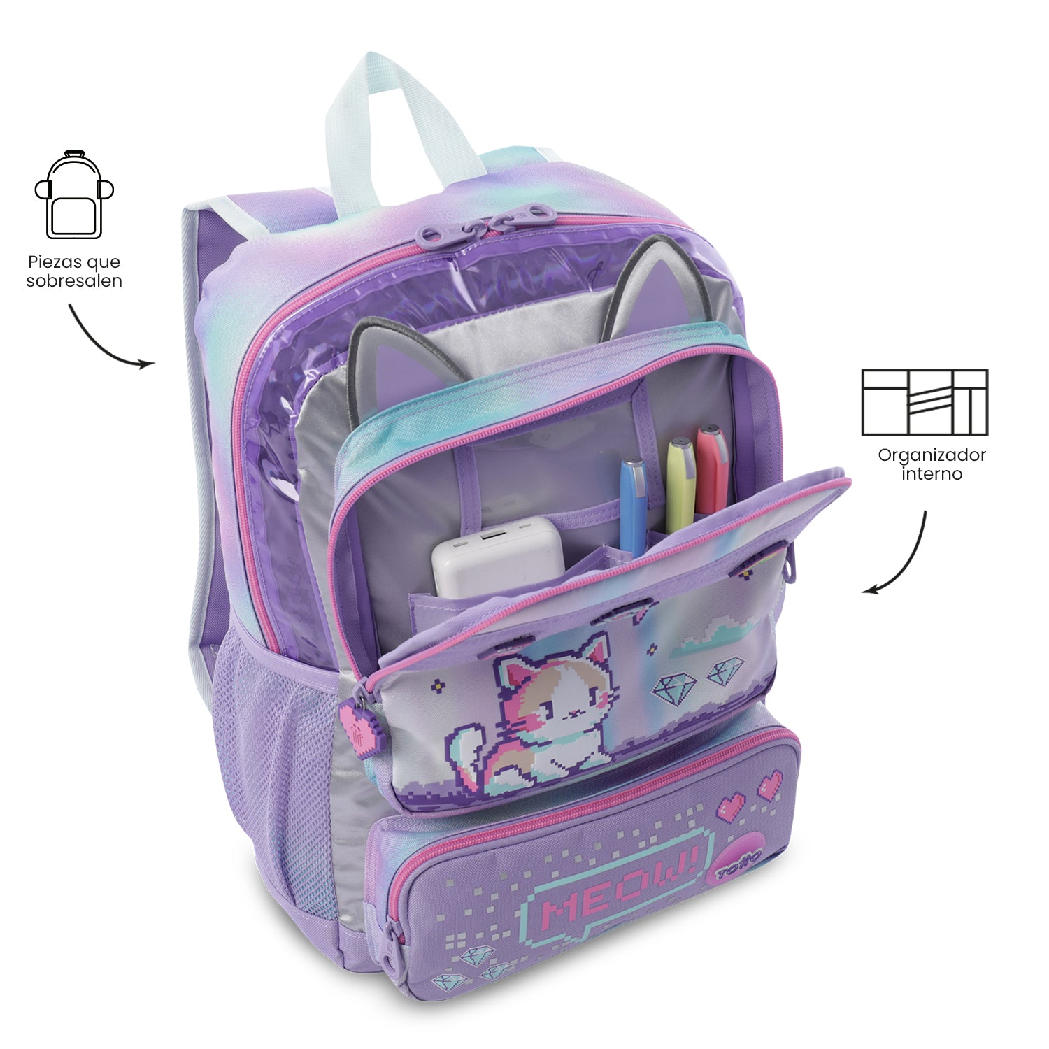 Morral para Niña Andy Cat Mediano Morado