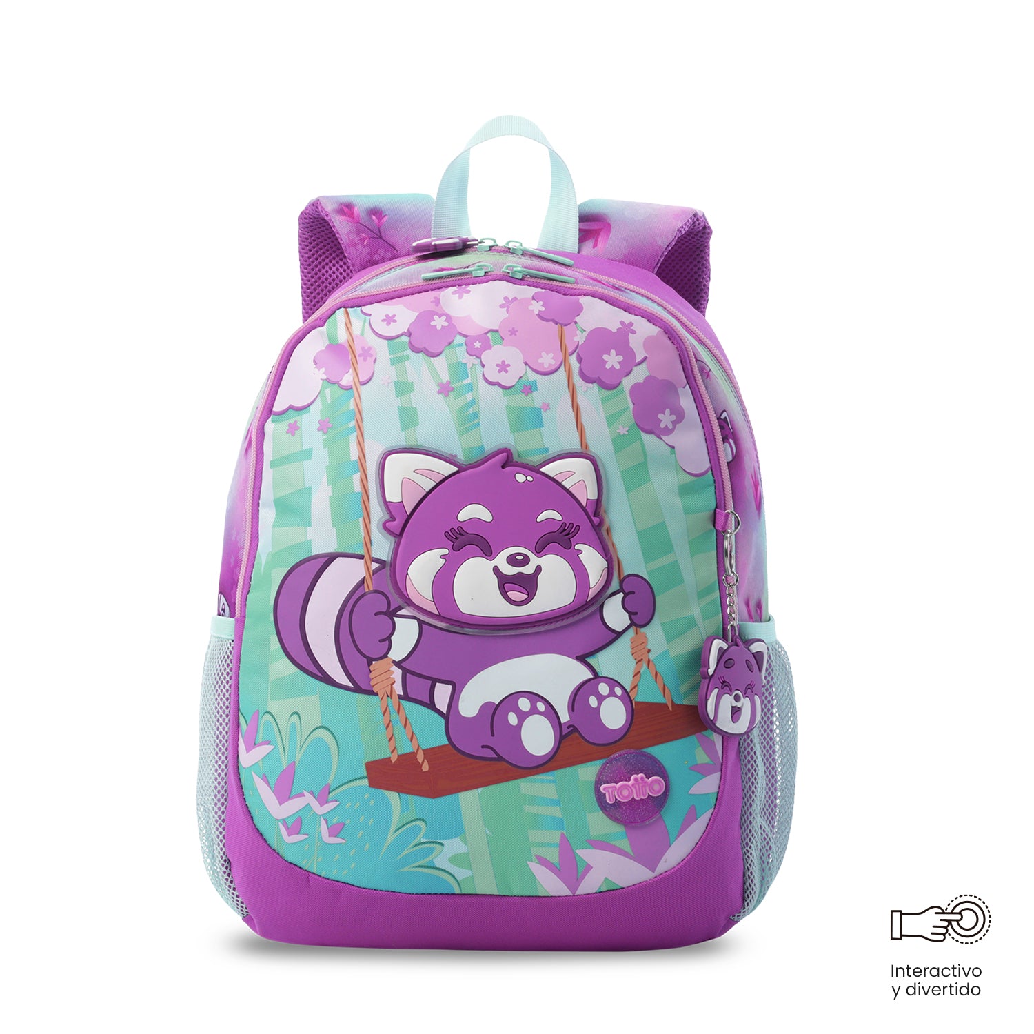 Combo Escolar Morral Bambú + Libro Parar Colorear Mediano Fucsia