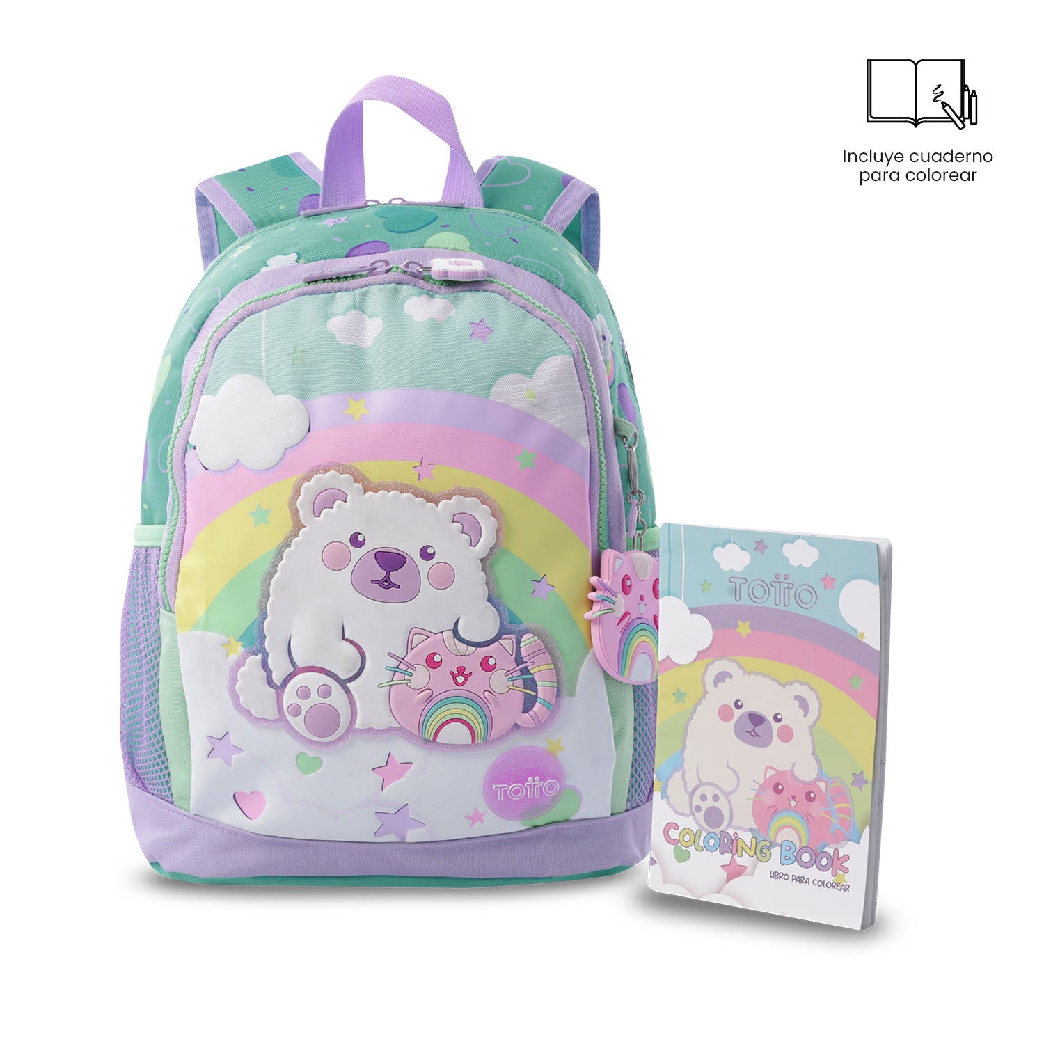 Morral Mediano + Libro Para Colorear Little Magic para Niña Azul