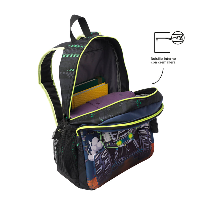 Morral para Niño Monster Race Grande Negro