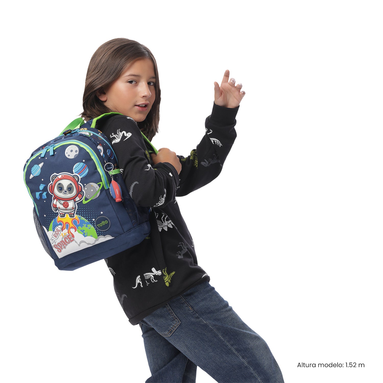 Morral + Libro Para Colorear Panda Space para Niño Mediano Azul