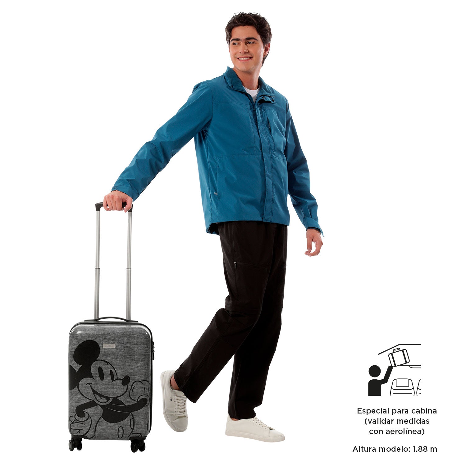 Maleta de Cabina 360 Mickey Melange 10 kilos Gris