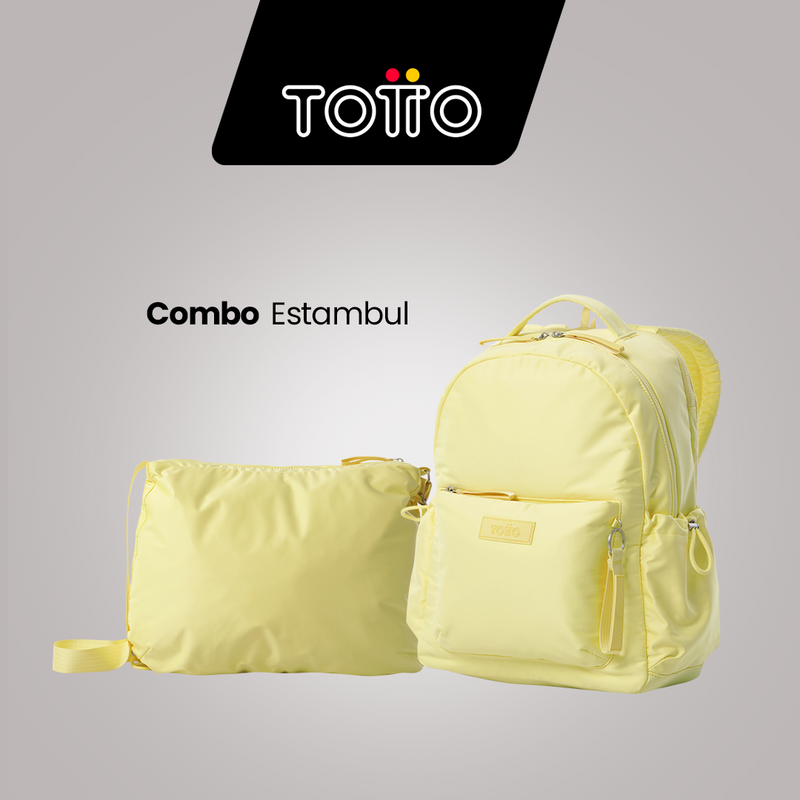 Combo Estambul: mochila + bolso en color amarillo