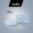 Combo Corneana: crossbody + canguro en azul pastel